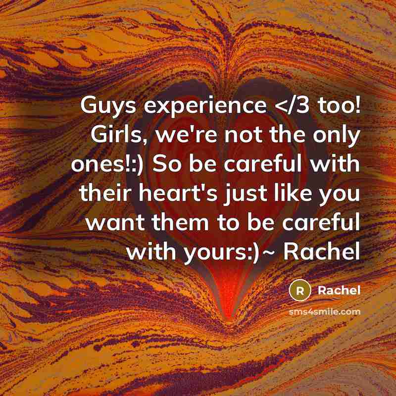 “Guys experience…” quote by Rachel