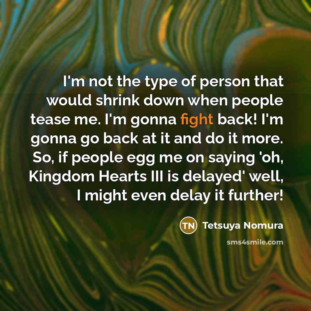 “I'm not the type of person that would shrink down…” quote by Tetsuya Nomura