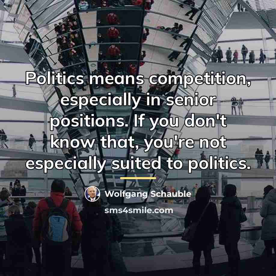 “Politics means competition, especially in senior positions. If you don't…” quote by Wolfgang Schauble