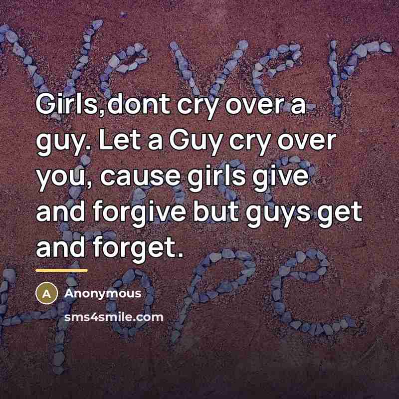 “Girls,dont cry over a guy. Let a Guy cry over…” quote by Anonymous