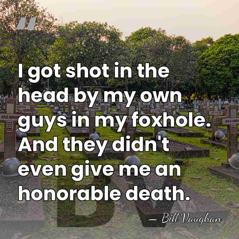 I got shot in the head by my own guys in my&hellip; - Bill Vaughan