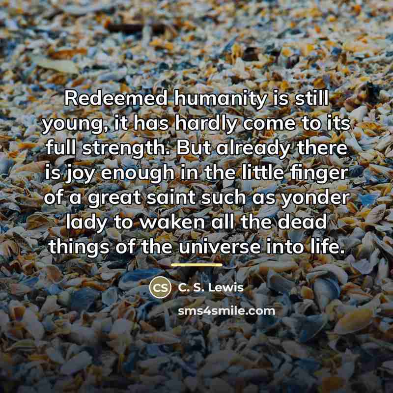 “Redeemed humanity is still young, it has hardly come to…” quote by C. S. Lewis