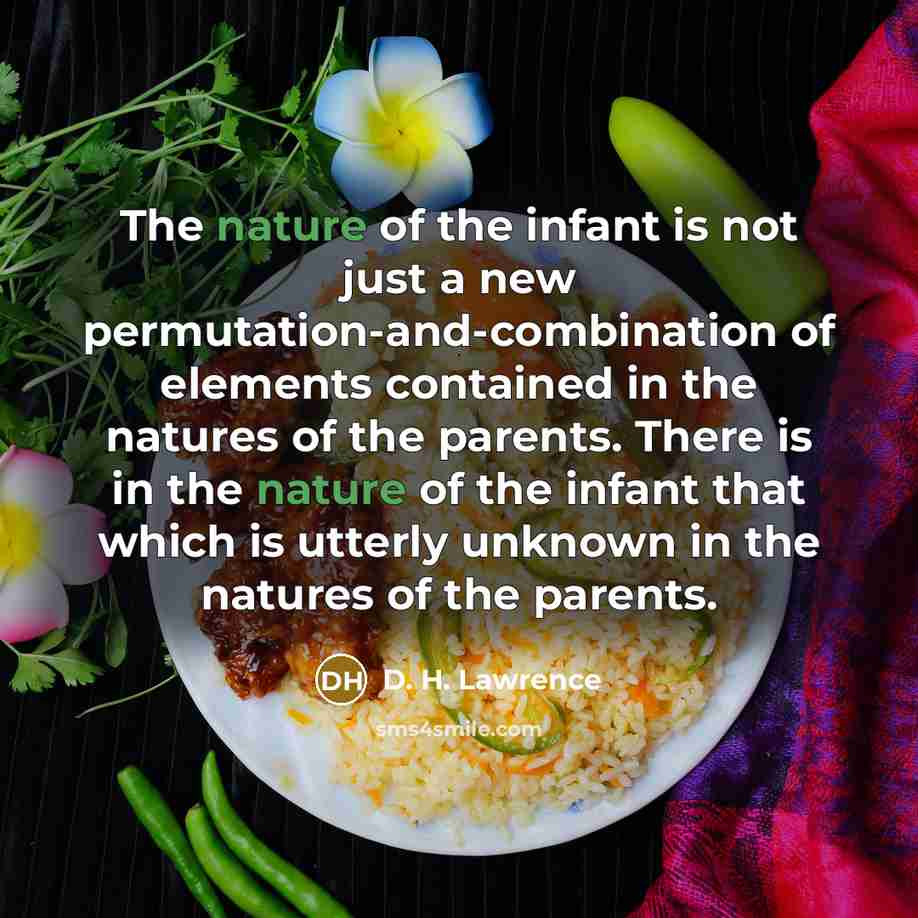 “The nature of the infant is not just a new…” quote by D. H. Lawrence