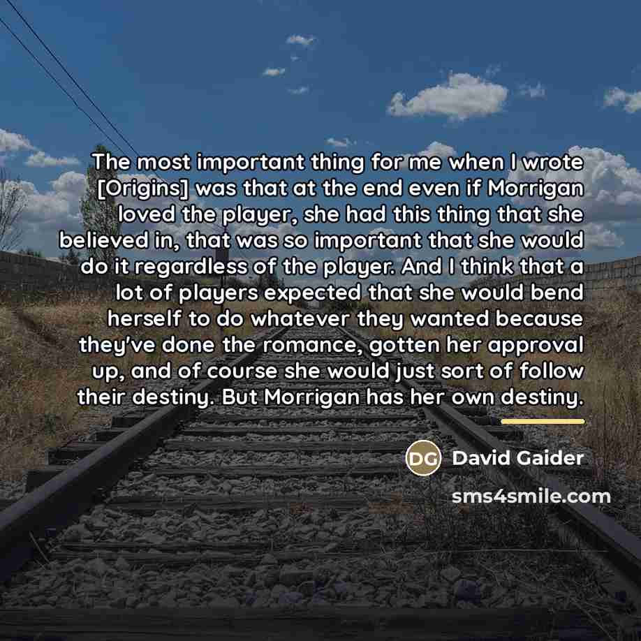 “The most important thing for me when I wrote [Origins]…” quote by David Gaider