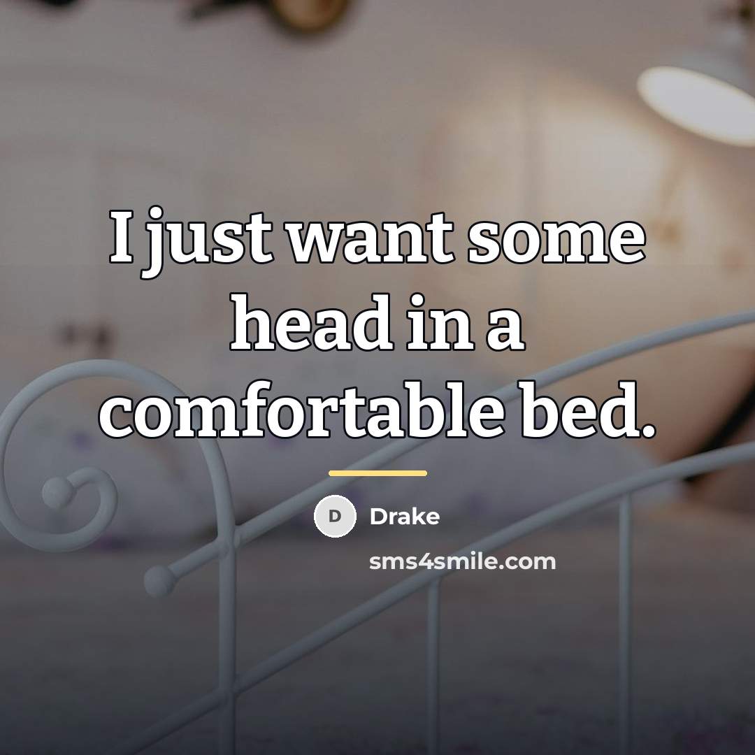 “I just want some head in a comfortable bed.…” quote by Drake