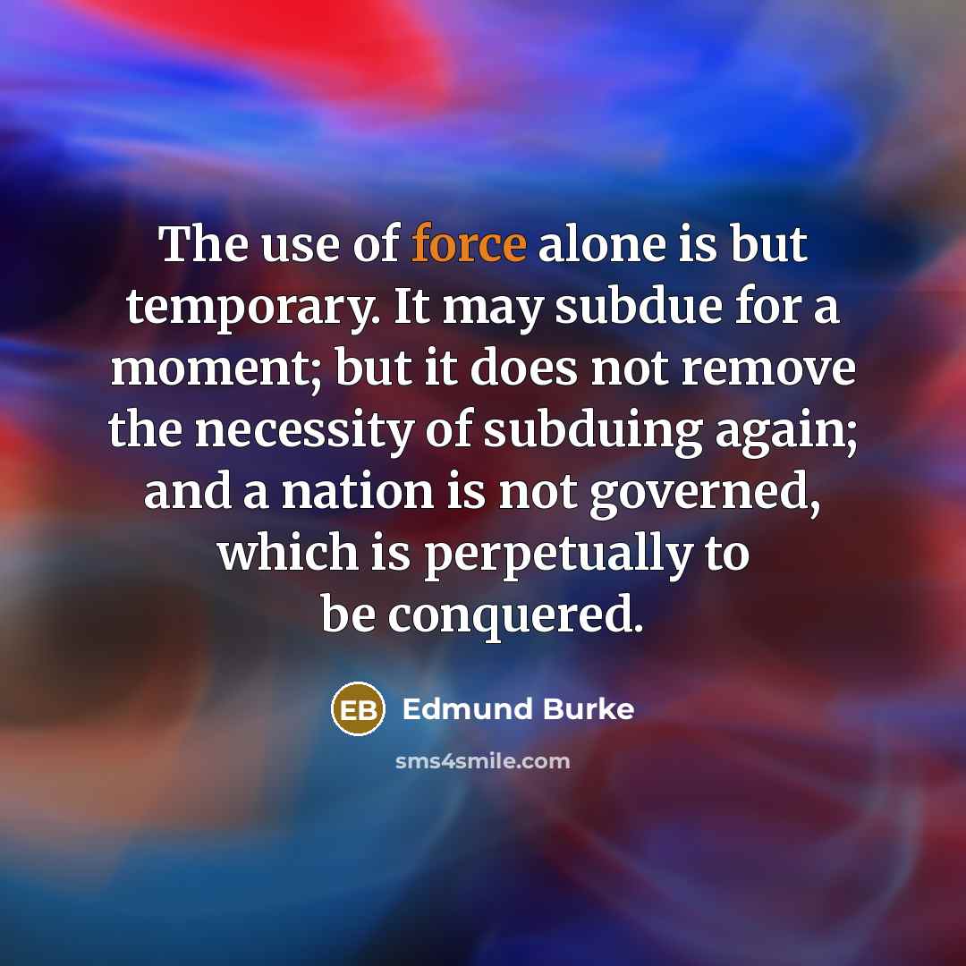 “The use of force alone is but temporary. It may…” quote by Edmund Burke