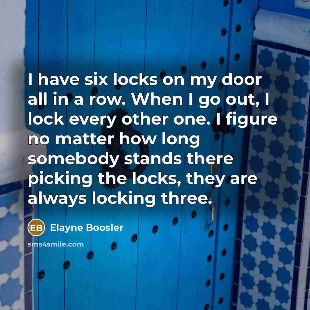 “I have six locks on my door all in a…” quote by Elayne Boosler