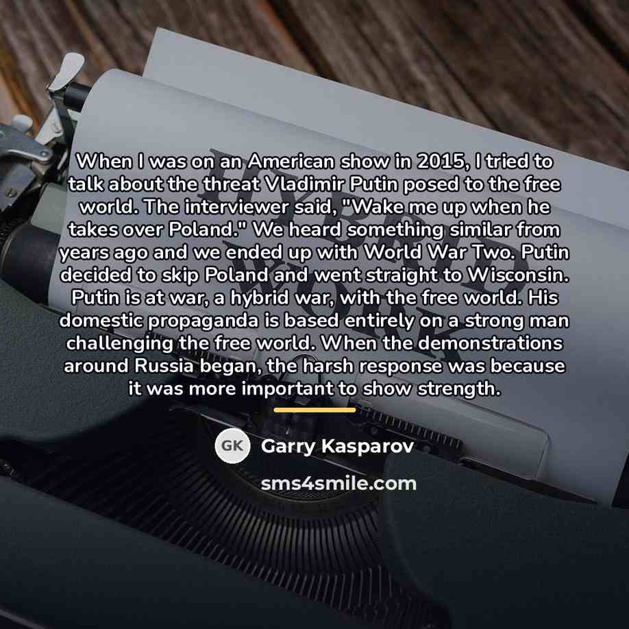 “When I was on an American show in 2015, I…” quote by Garry Kasparov