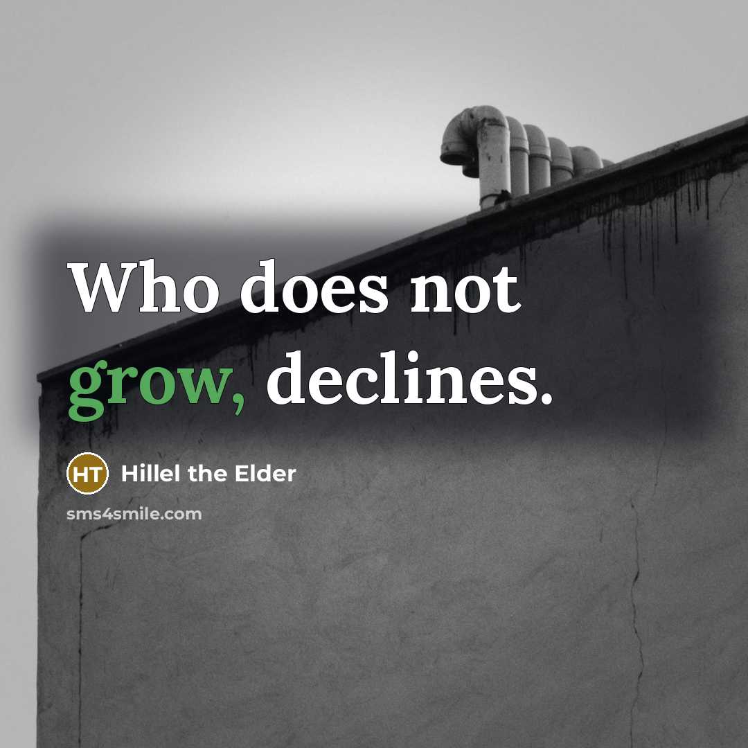 “Who does not grow, declines.…” quote by Hillel the Elder