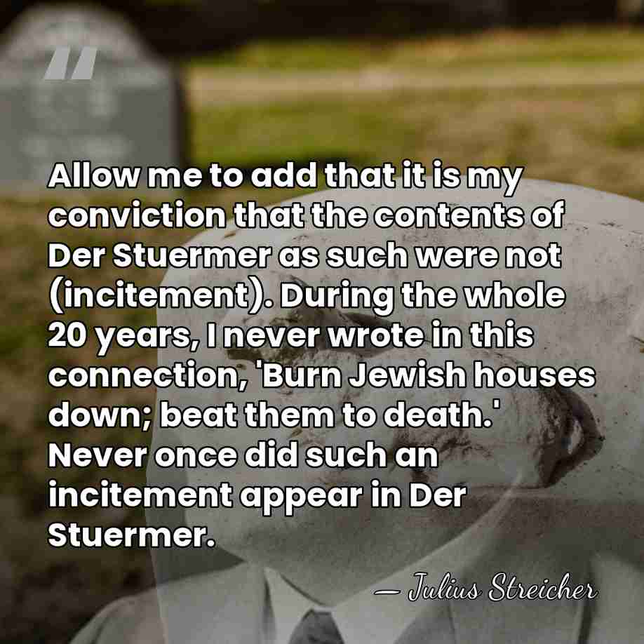 Allow me to add that it is my conviction that the contents&hellip; - Julius Streicher
