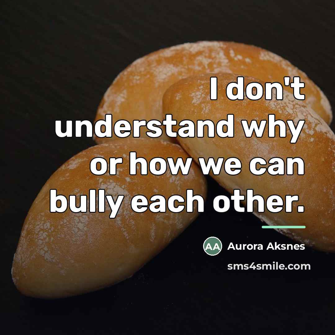 “I don't understand why or how we can bully each…” quote by Aurora Aksnes