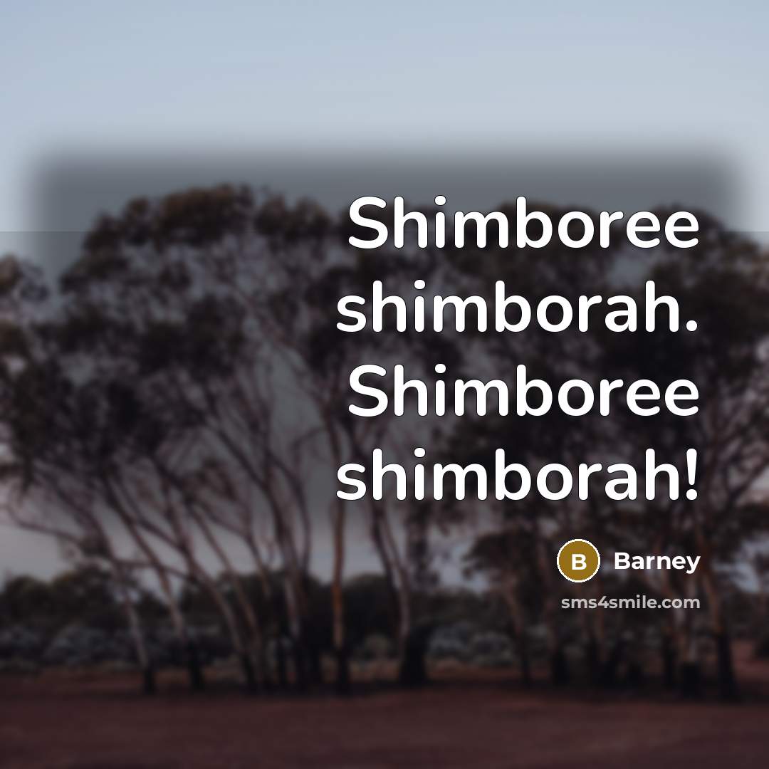 “Shimboree shimborah. Shimboree shimborah!” quote by Barney