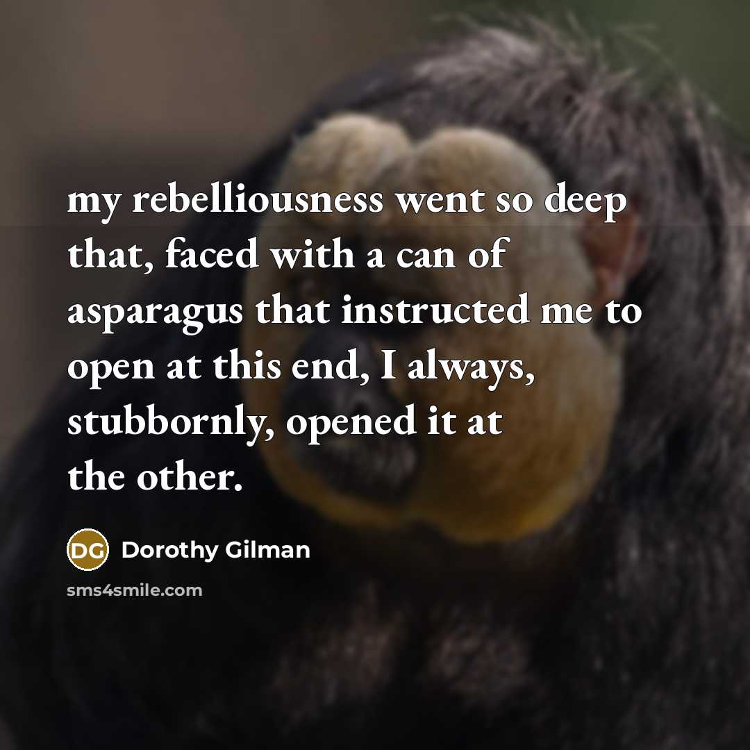 “my rebelliousness went so deep that, faced with a can…” quote by Dorothy Gilman