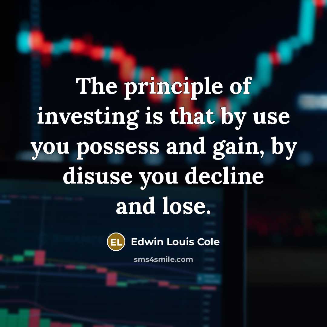 “The principle of investing is that by use you possess…” quote by Edwin Louis Cole