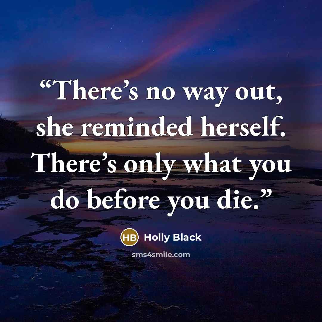 “There’s no way out, she reminded herself. There’s only what you do before you die.” quote by Holly Black