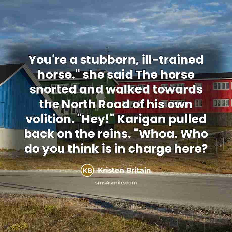 “You're a stubborn, ill-trained horse." she said The horse snorted…” quote by Kristen Britain