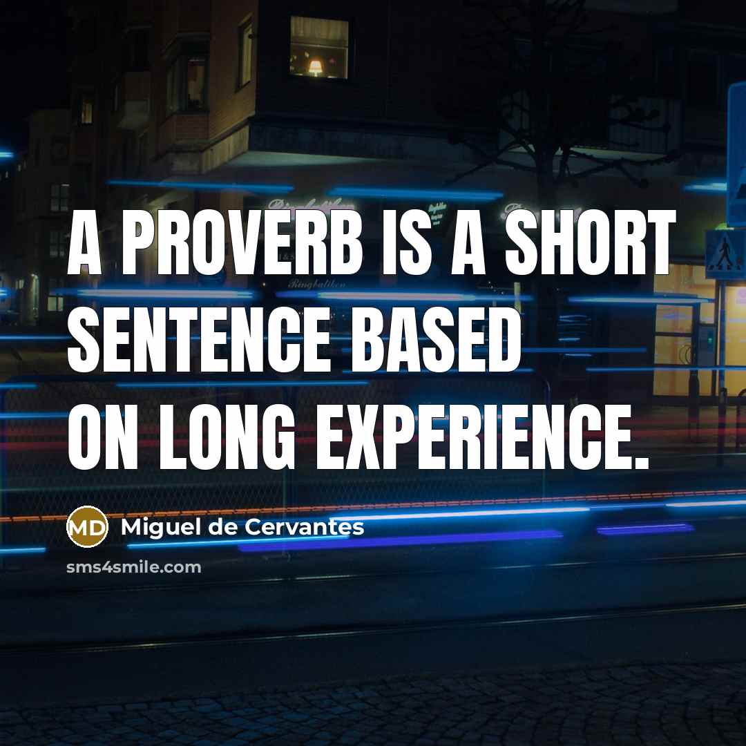 “A proverb is a short sentence based on long experience.…” quote by Miguel de Cervantes