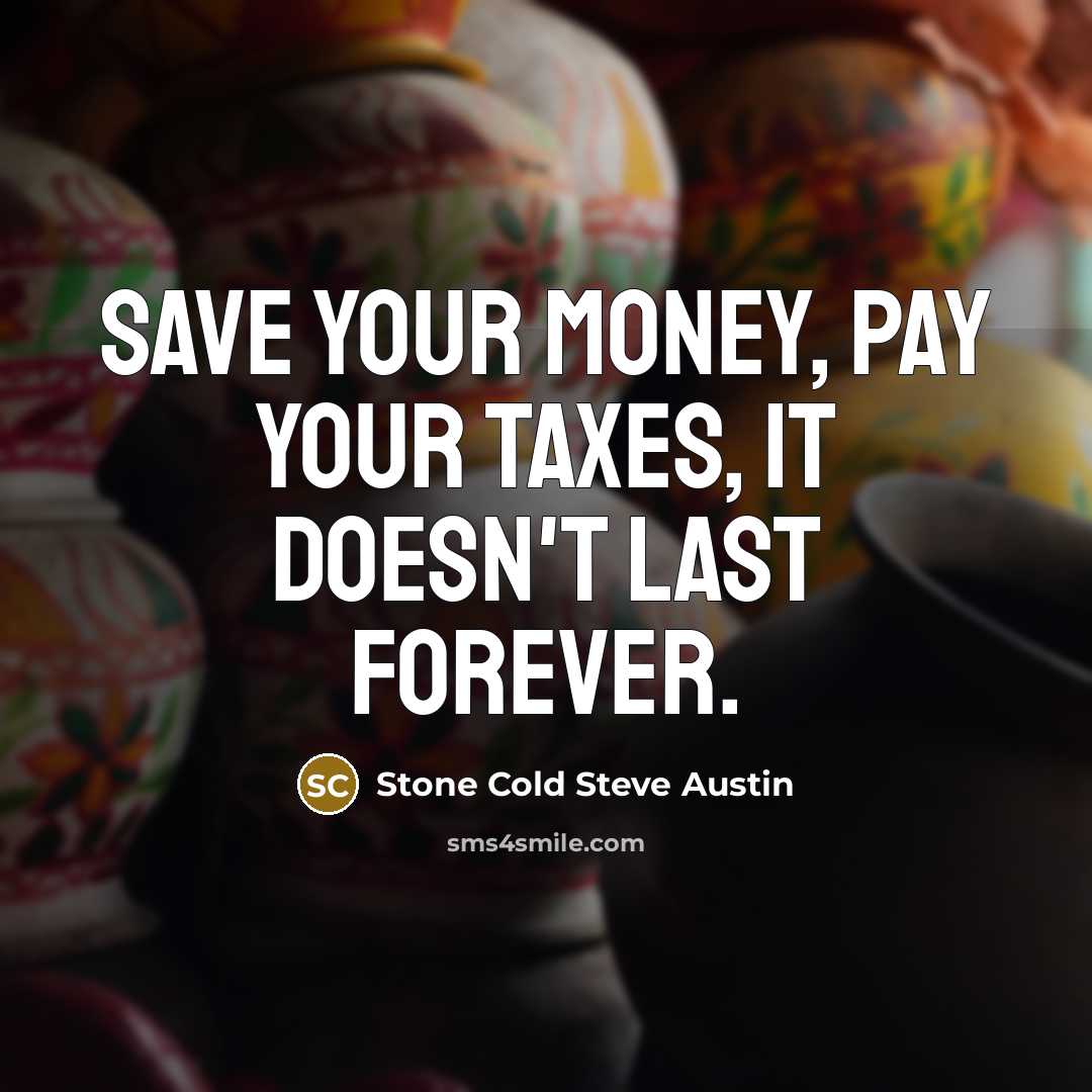 “Save your money, pay your taxes, it doesn't last forever.…” quote by Stone Cold Steve Austin