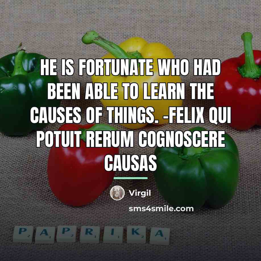 “He is fortunate who had been able to learn the…” quote by Virgil