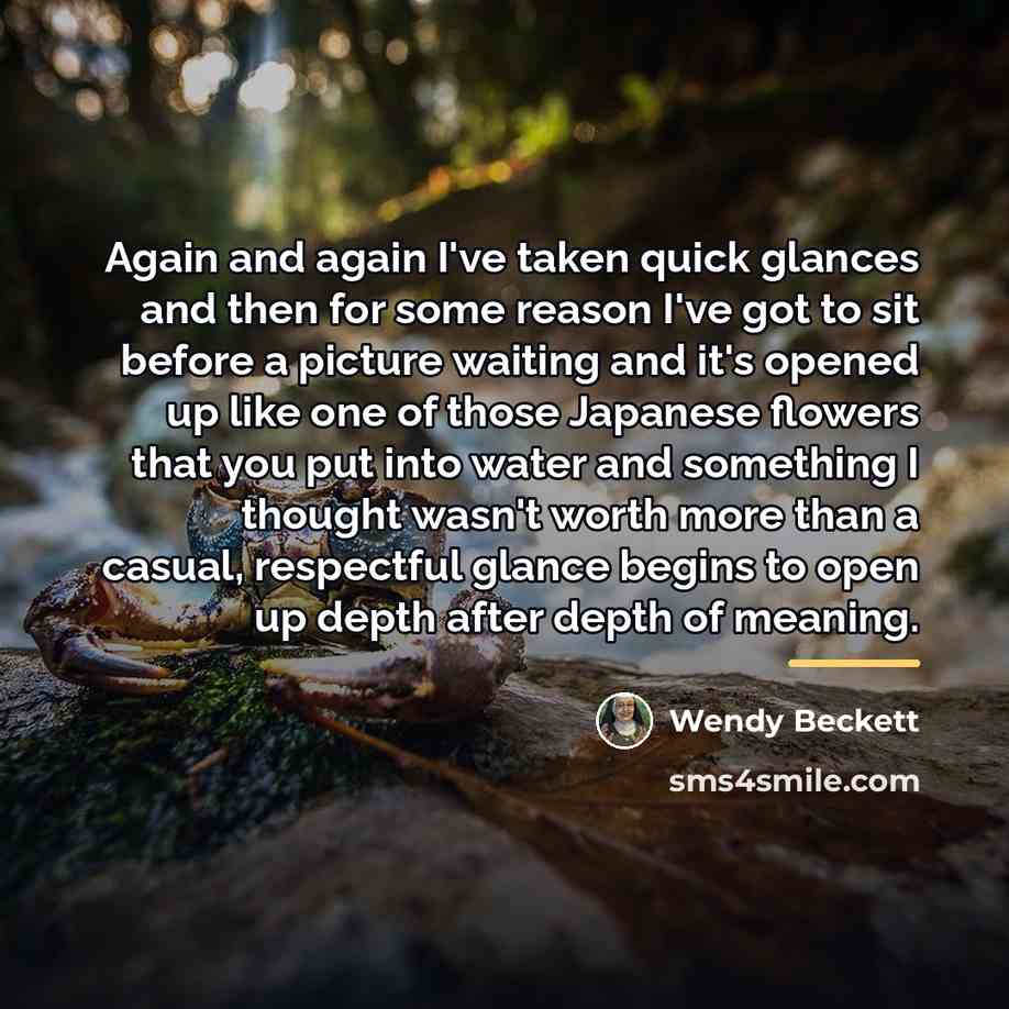 “Again and again I've taken quick glances and then for…” quote by Wendy Beckett