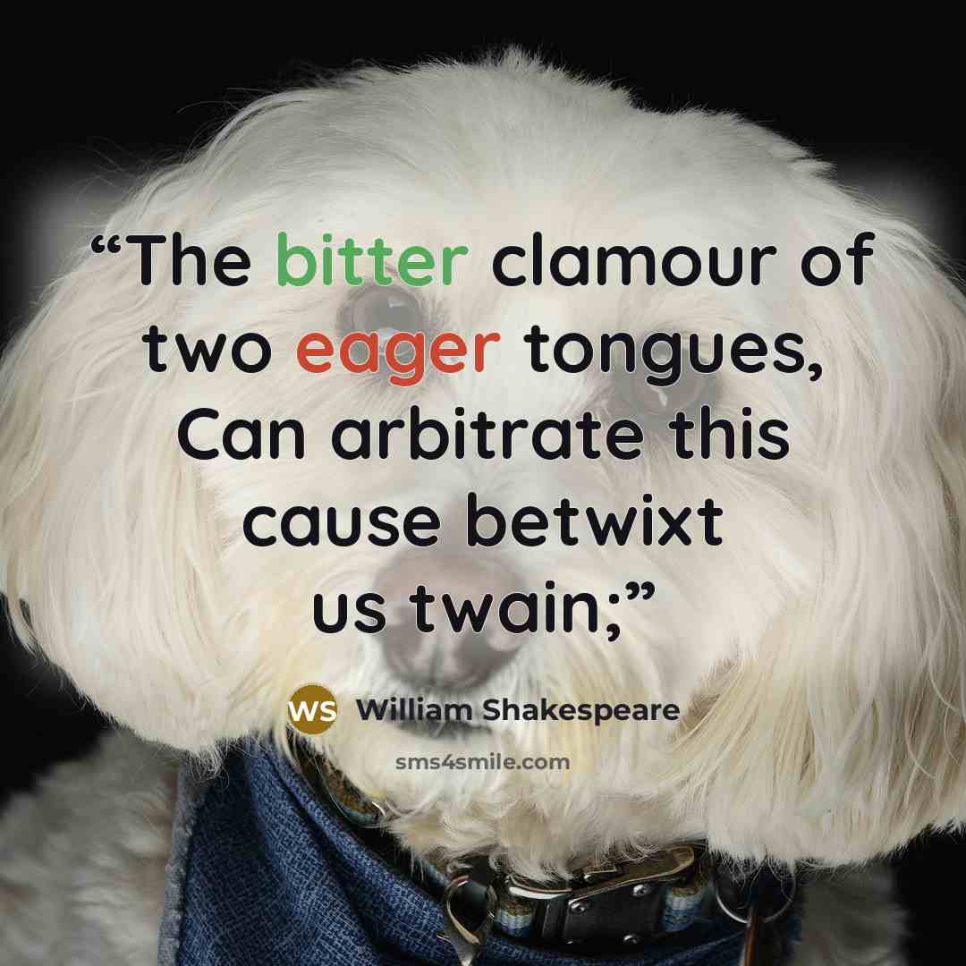 “The bitter clamour of two eager tongues, Can arbitrate this cause betwixt us twain;” quote by William Shakespeare