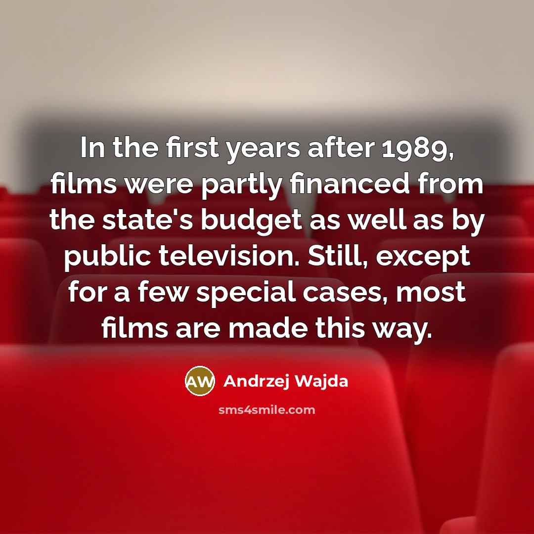 “In the first years after 1989, films were partly financed…” quote by Andrzej Wajda