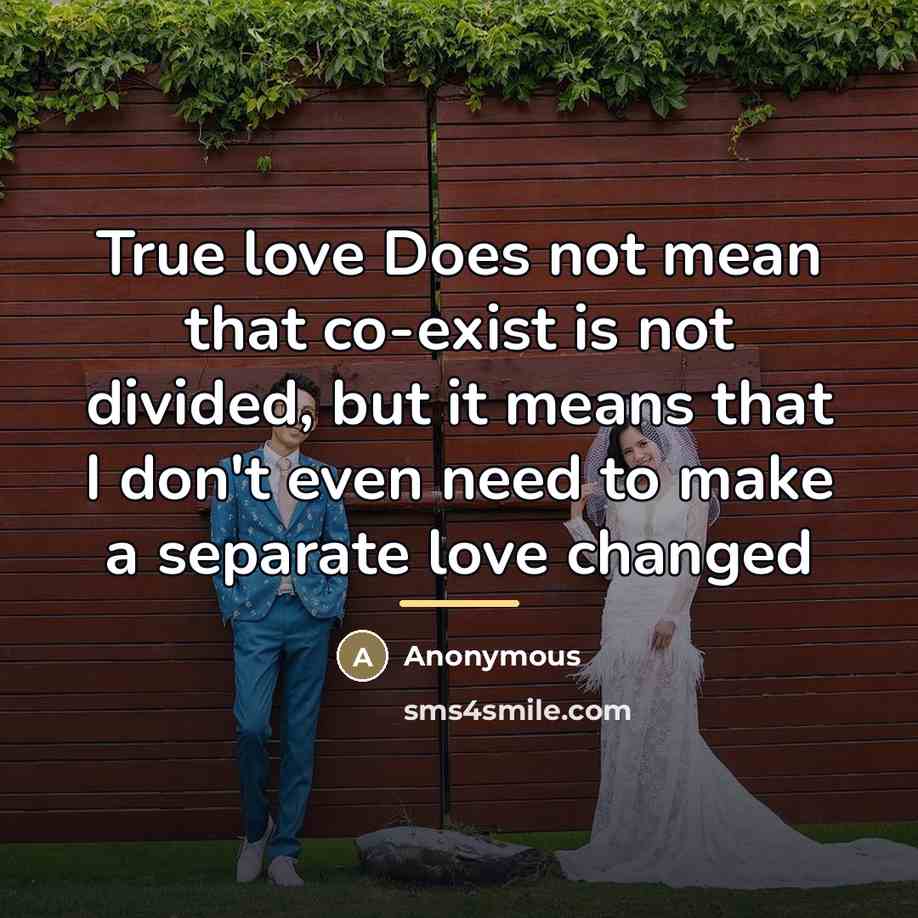 “True love Does not mean that co-exist is not divided,…” quote by Anonymous