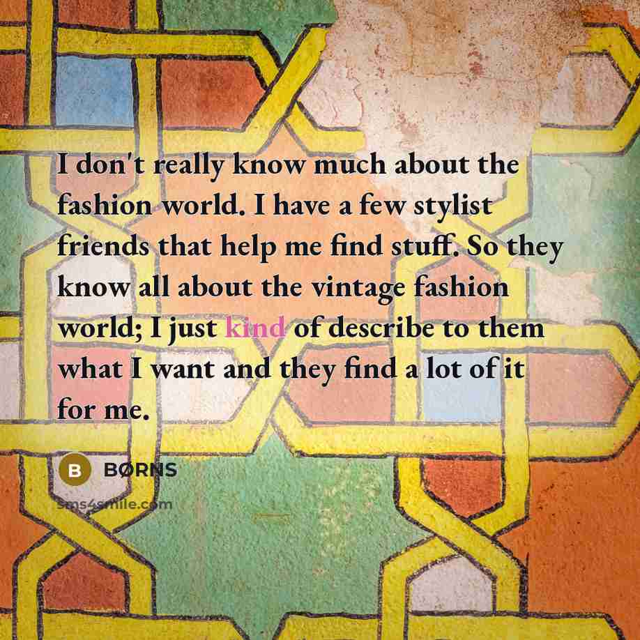 “I don't really know much about the fashion world. I…” quote by BØRNS
