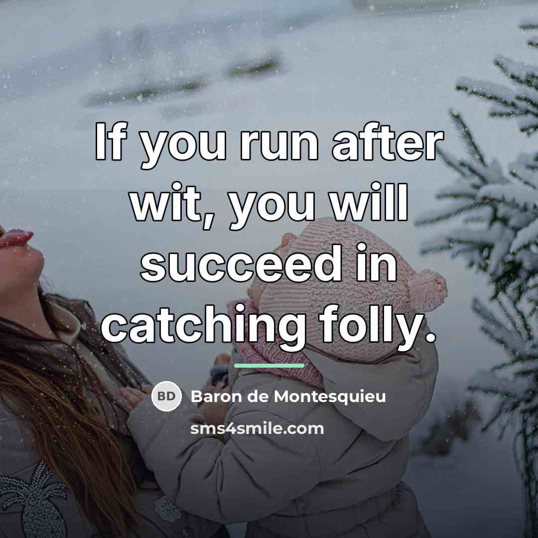 “If you run after wit, you will succeed in catching…” quote by Baron de Montesquieu