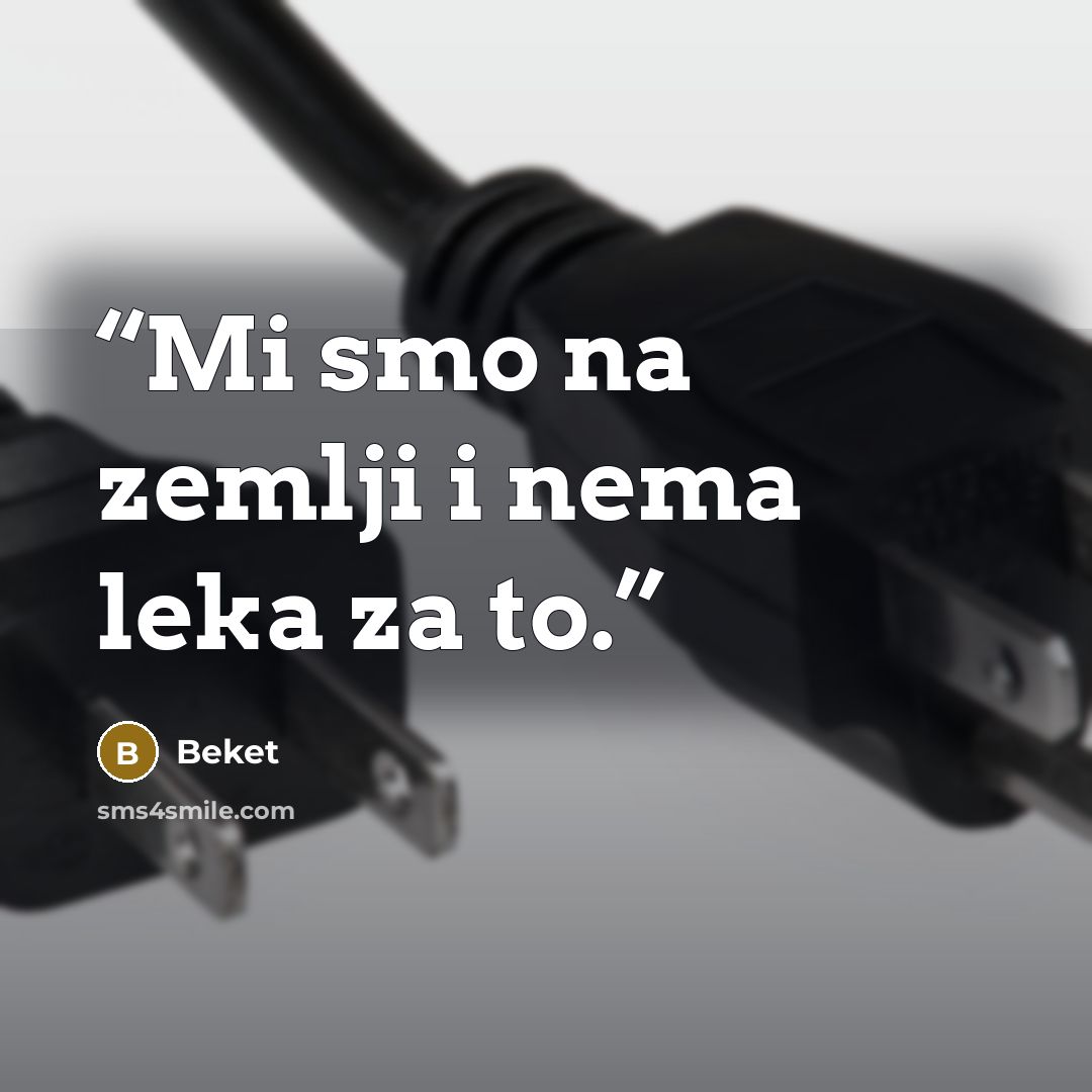 “Mi smo na zemlji i nema leka za to.” quote by Beket