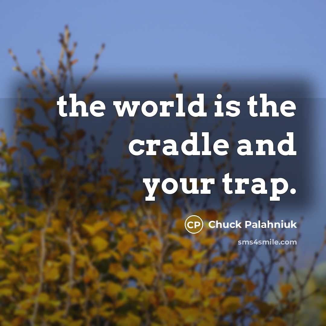 “the world is the cradle and your trap.…” quote by Chuck Palahniuk