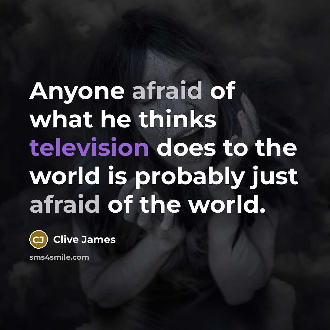“Anyone afraid of what he thinks television does to the world is probably just afraid of the world.” quote by Clive James