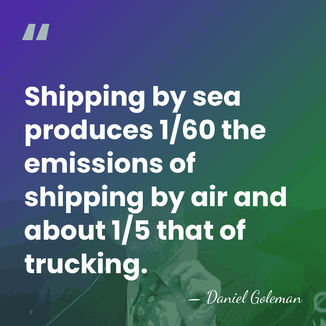 Shipping by sea produces 1/60 the emissions of shipping by air and&hellip; - Daniel Goleman