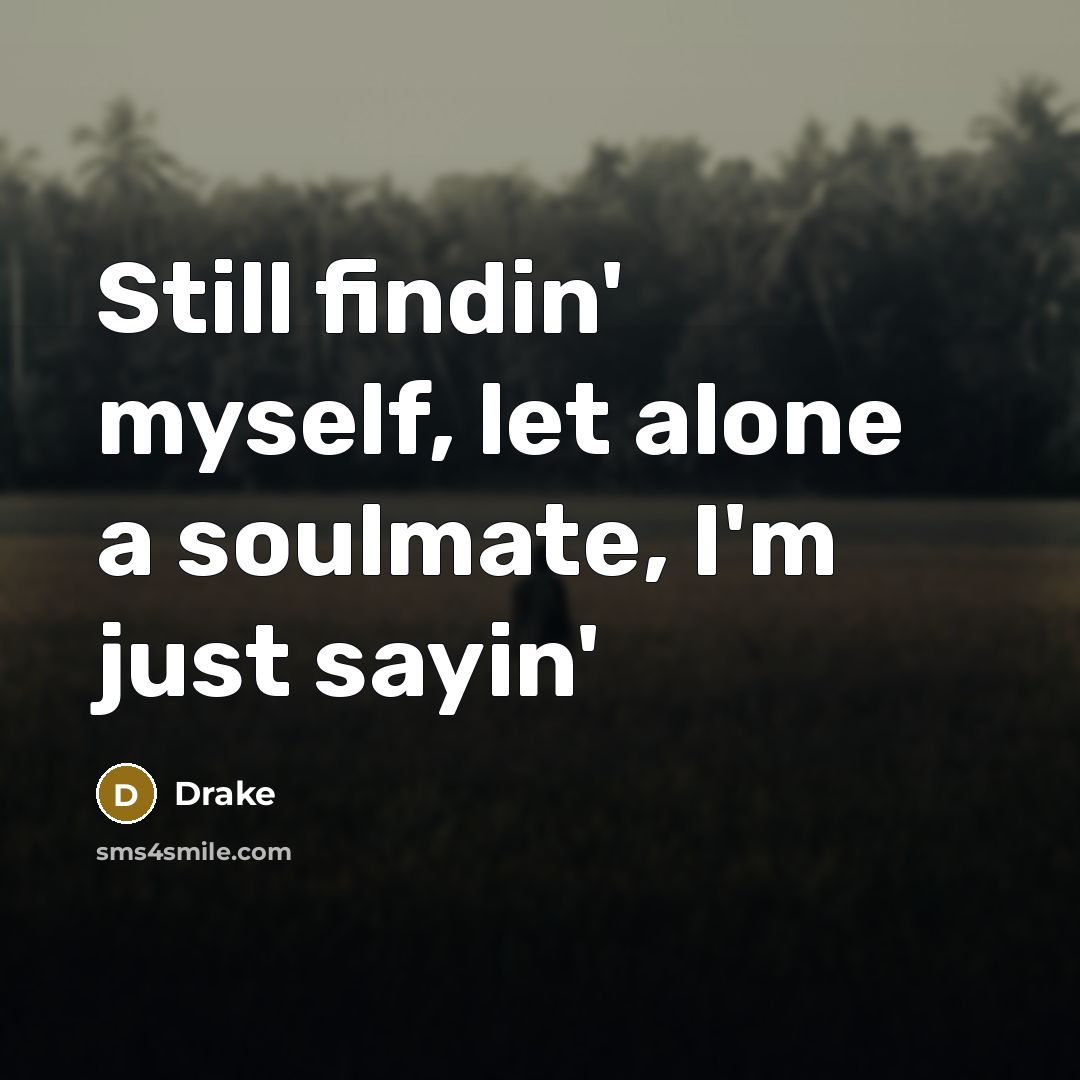 “Still findin' myself, let alone a soulmate, I'm just sayin'…” quote by Drake