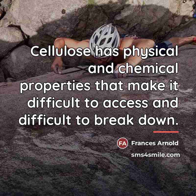 “Cellulose has physical and chemical properties that make it difficult…” quote by Frances Arnold