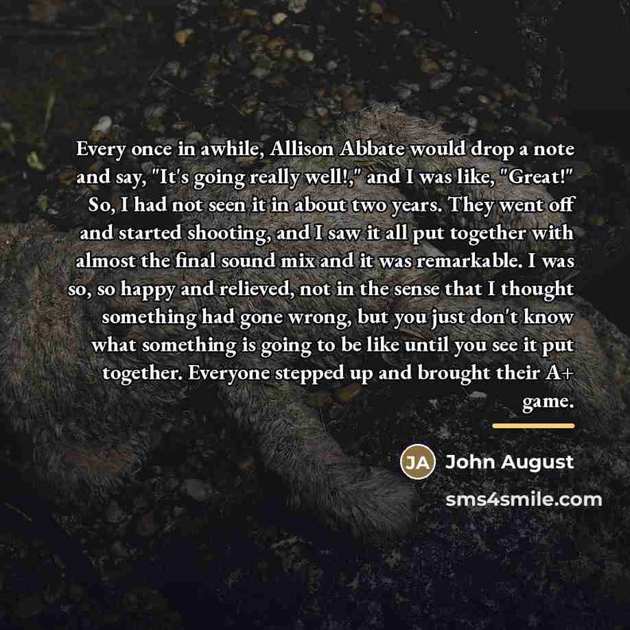“Every once in awhile, Allison Abbate would drop a note…” quote by John August
