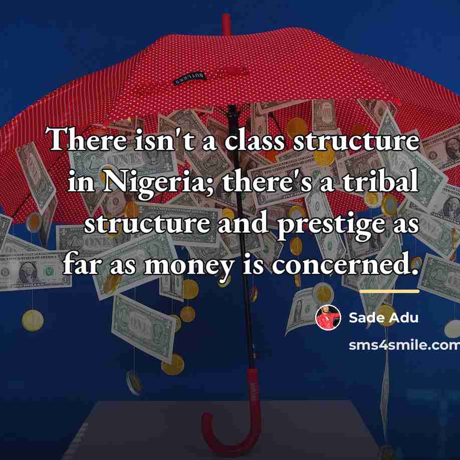 “There isn't a class structure in Nigeria; there's a tribal…” quote by Sade Adu