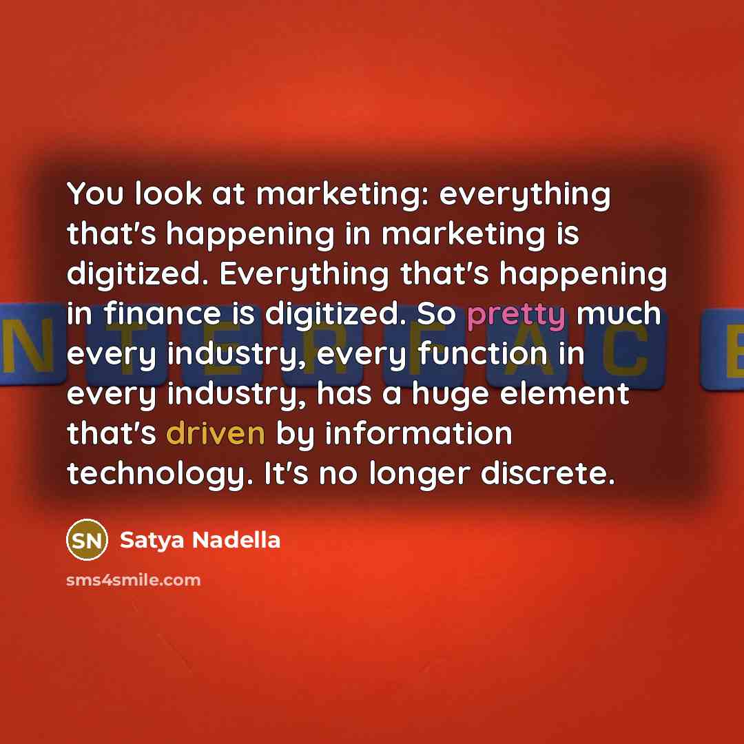 “You look at marketing: everything that's happening in marketing is…” quote by Satya Nadella