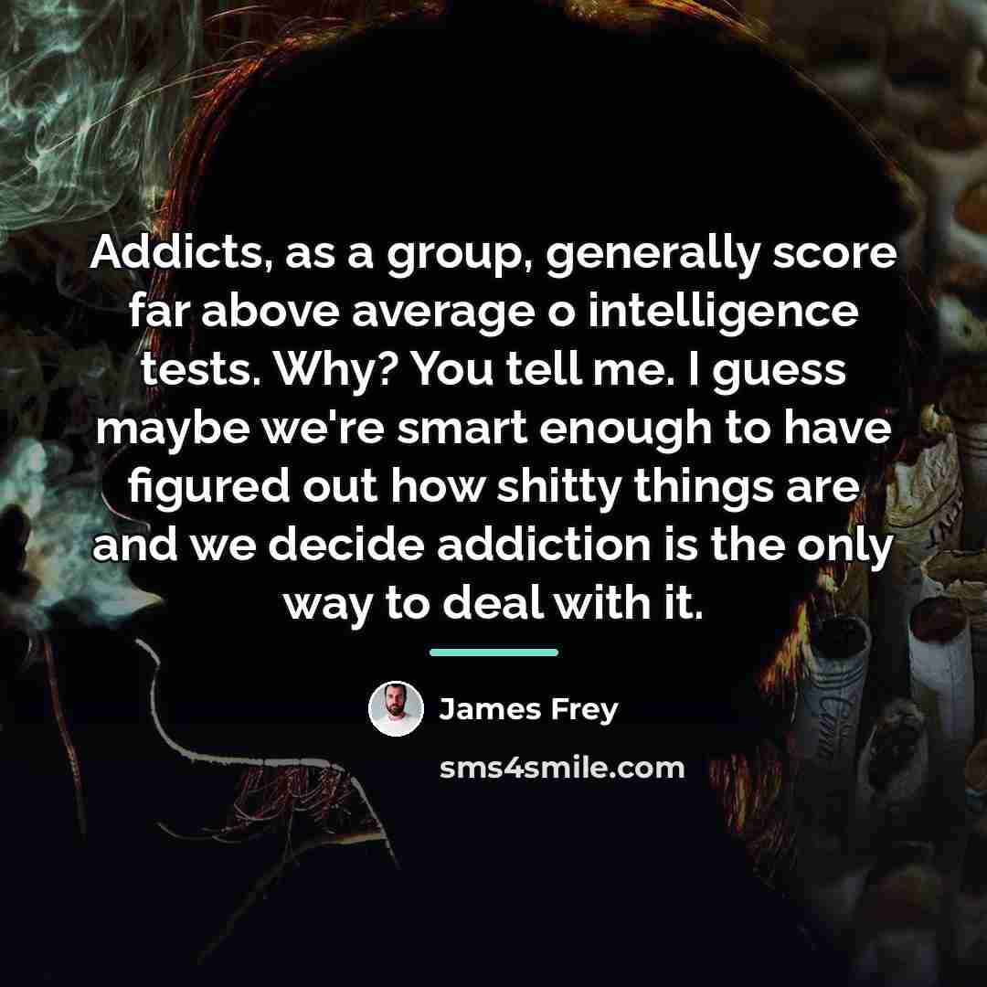 “Addicts, as a group, generally score far above average o…” quote by James Frey