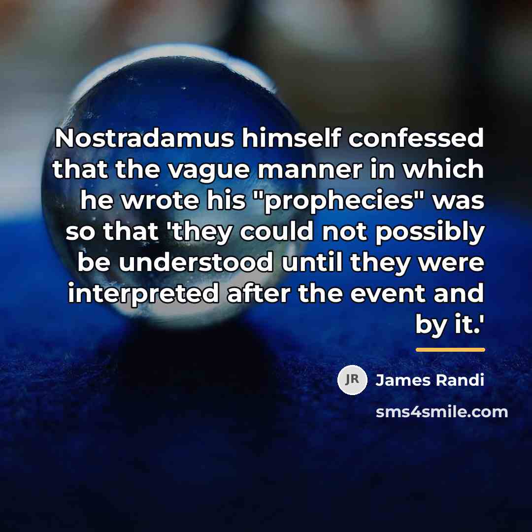 “Nostradamus himself confessed that the vague manner in which he…” quote by James Randi