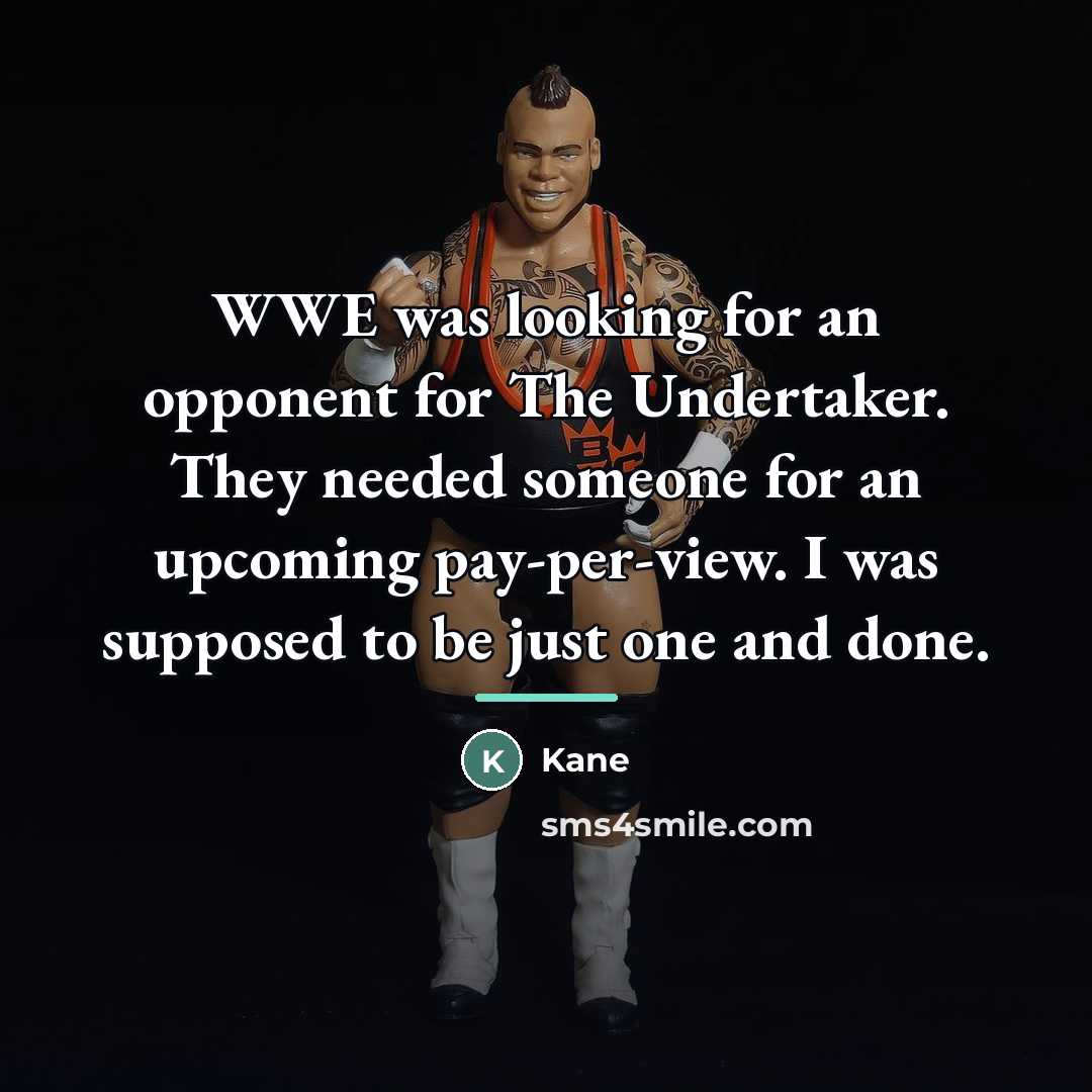 “WWE was looking for an opponent for The Undertaker. They…” quote by Kane