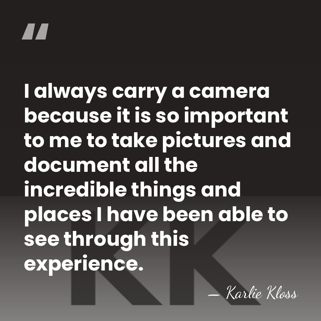 I always carry a camera because it is so important to me&hellip; - Karlie Kloss
