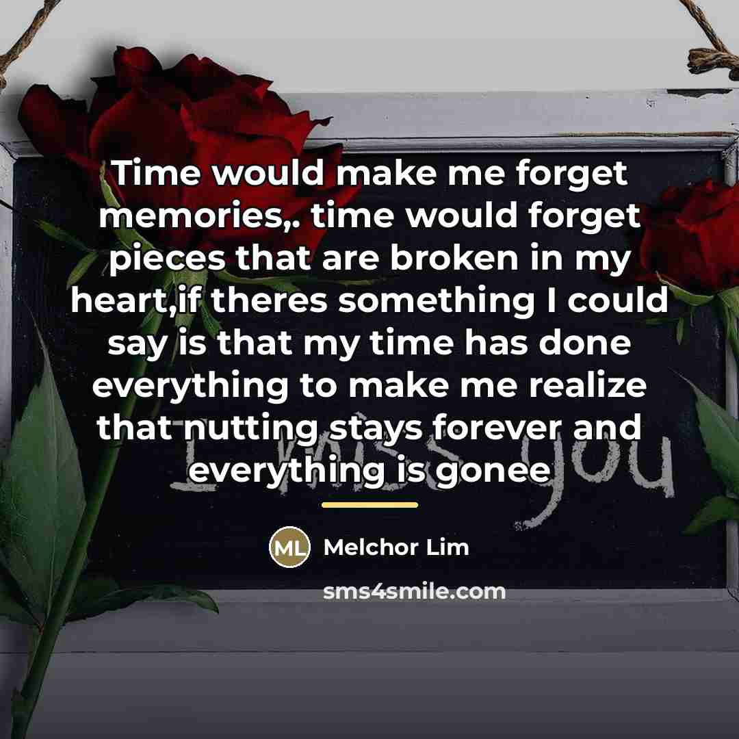 “Time would make me forget memories,. time would forget pieces…” quote by Melchor Lim