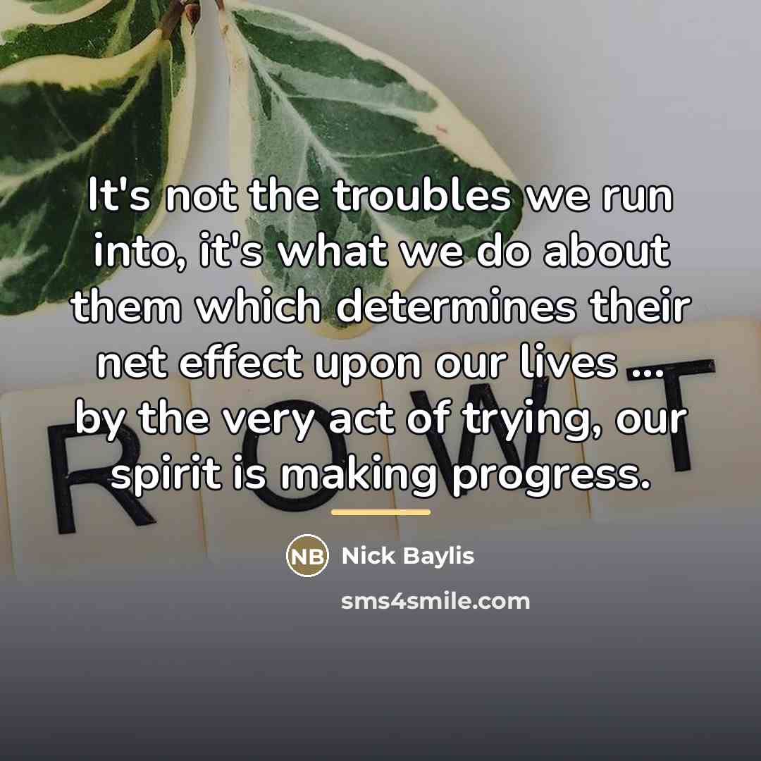 “It's not the troubles we run into, it's what we…” quote by Nick Baylis