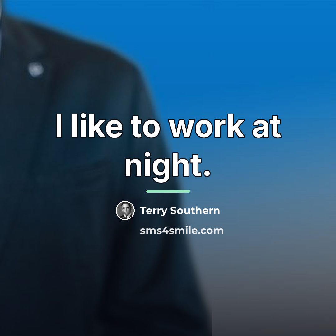 “I like to work at night.…” quote by Terry Southern