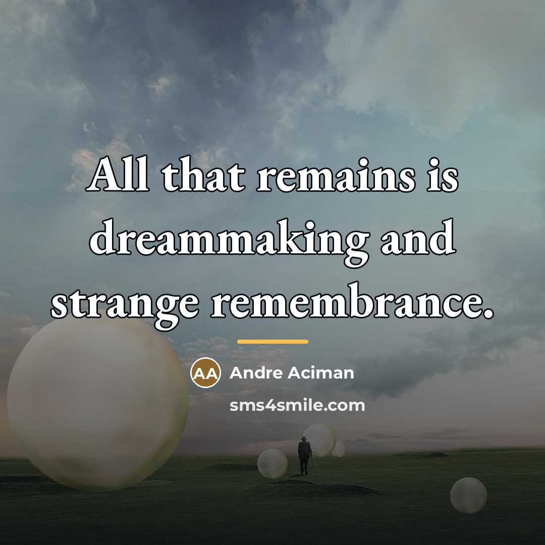 “All that remains is dreammaking and strange remembrance.…” quote by André Aciman