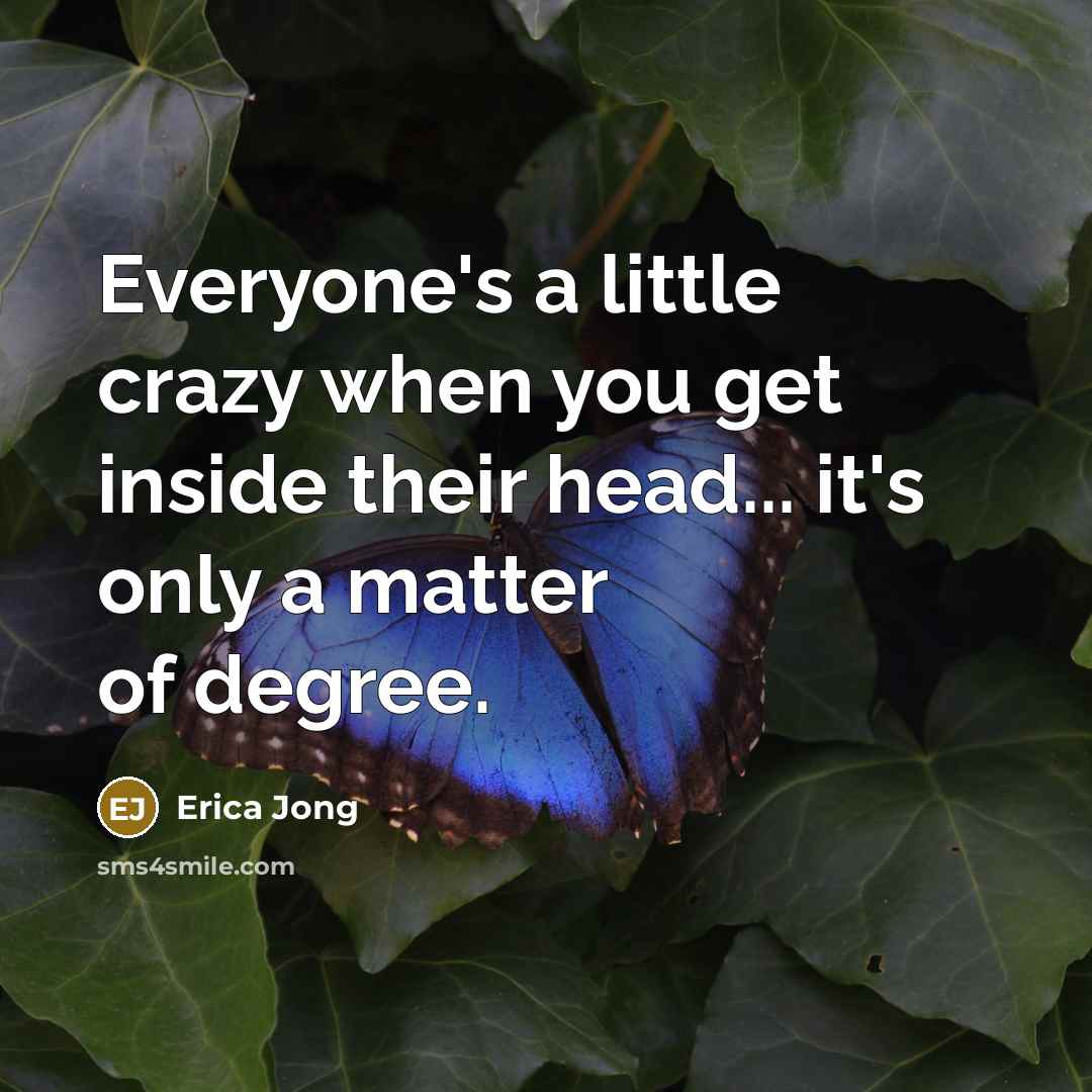 “Everyone's a little crazy when you get inside their head...…” quote by Erica Jong