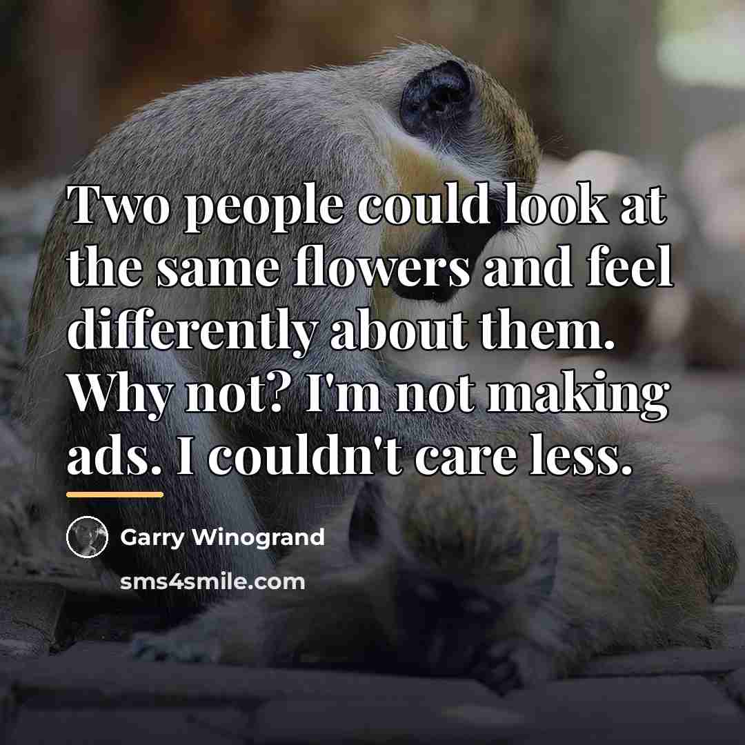 “Two people could look at the same flowers and feel…” quote by Garry Winogrand
