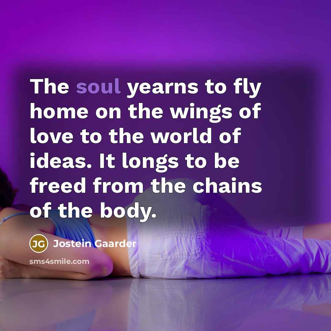 “The soul yearns to fly home on the wings of…” quote by Jostein Gaarder