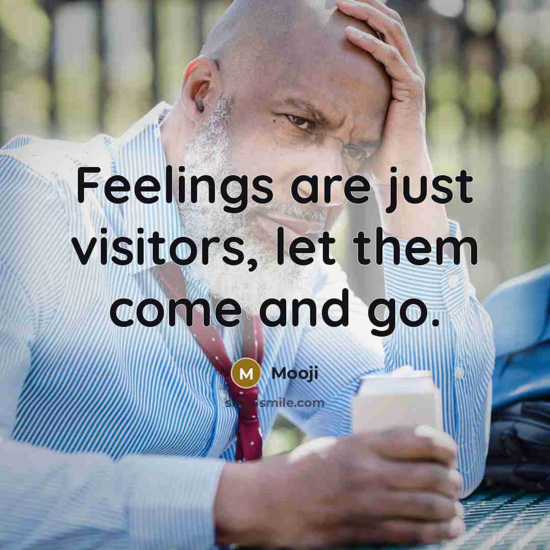 “Feelings are just visitors, let them come and go.…” quote by Mooji